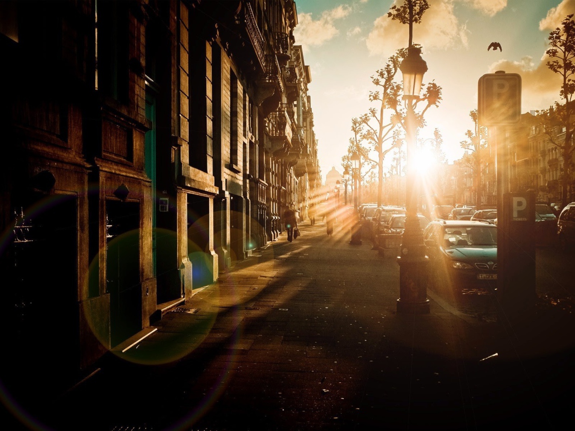 Блик от солнца на закате