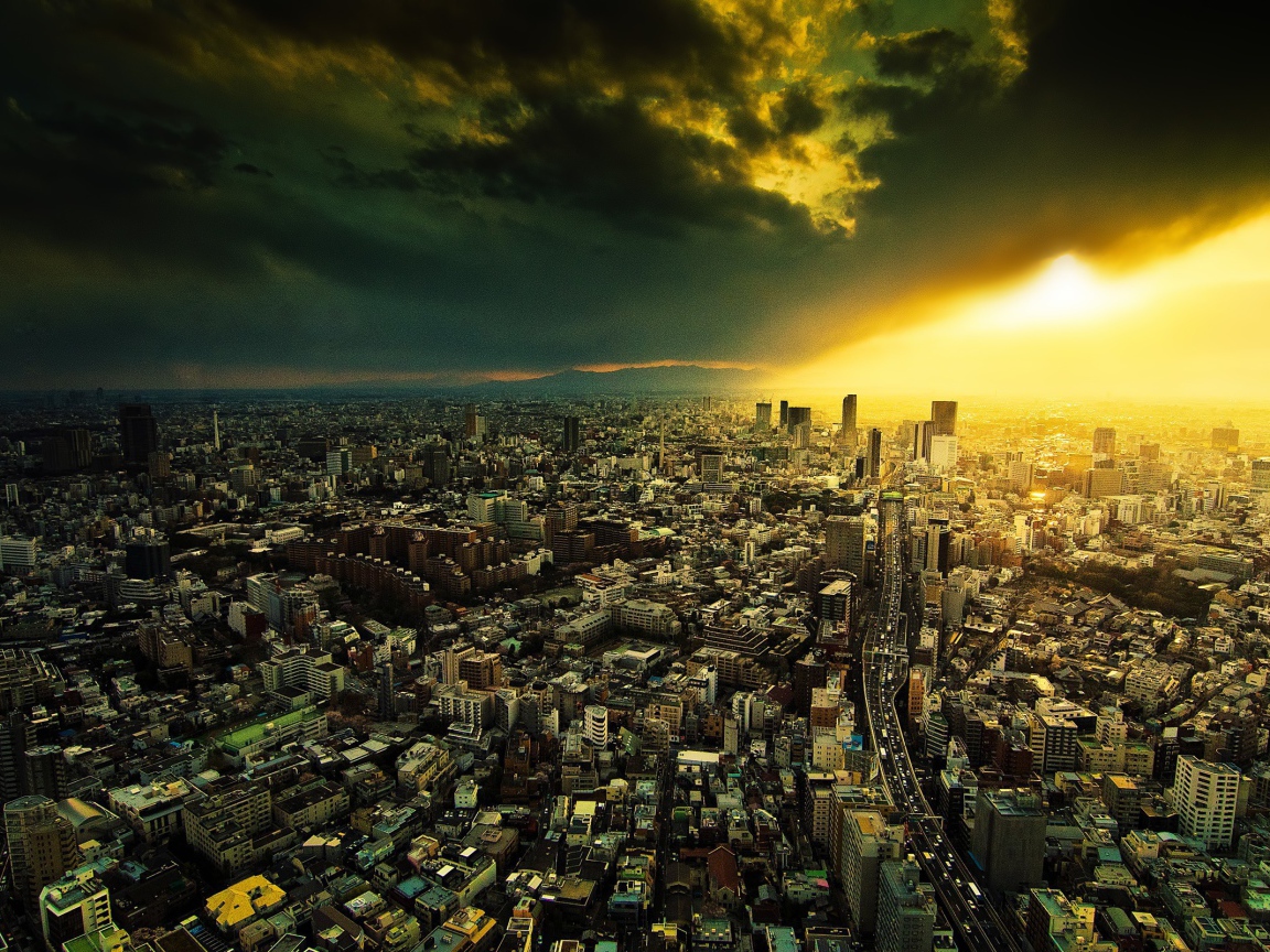 Ночь наступает над огромным городом