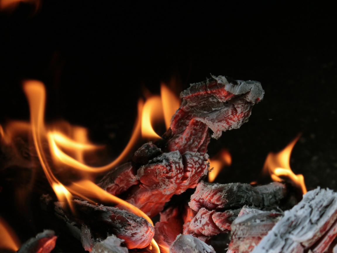 Раскаленные угли костра