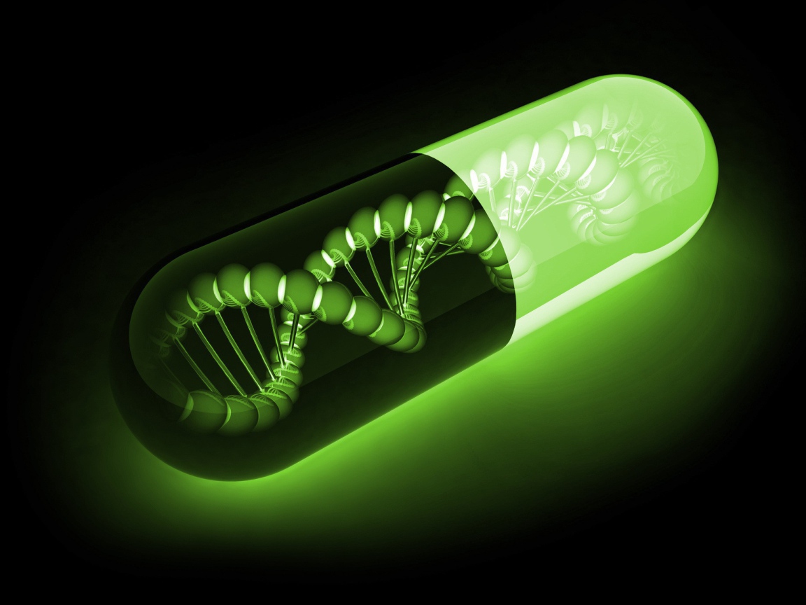 Зеленая ДНК, черный фон