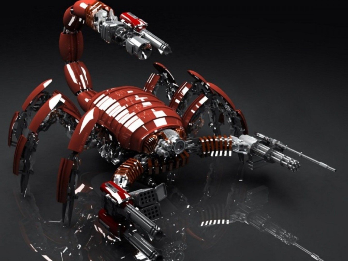 Робот скорпион красного цвета