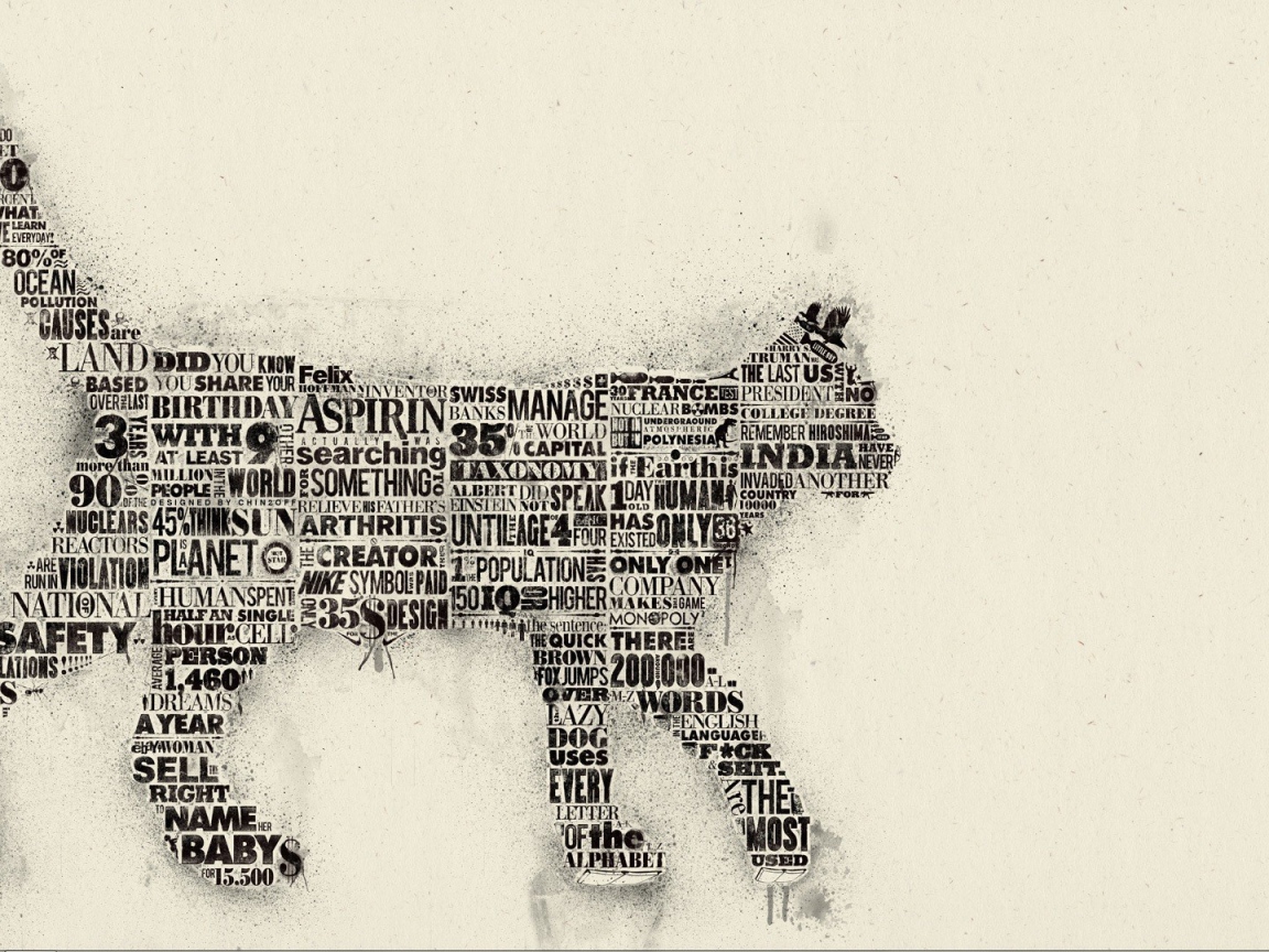 Силуэт кошки из надписей