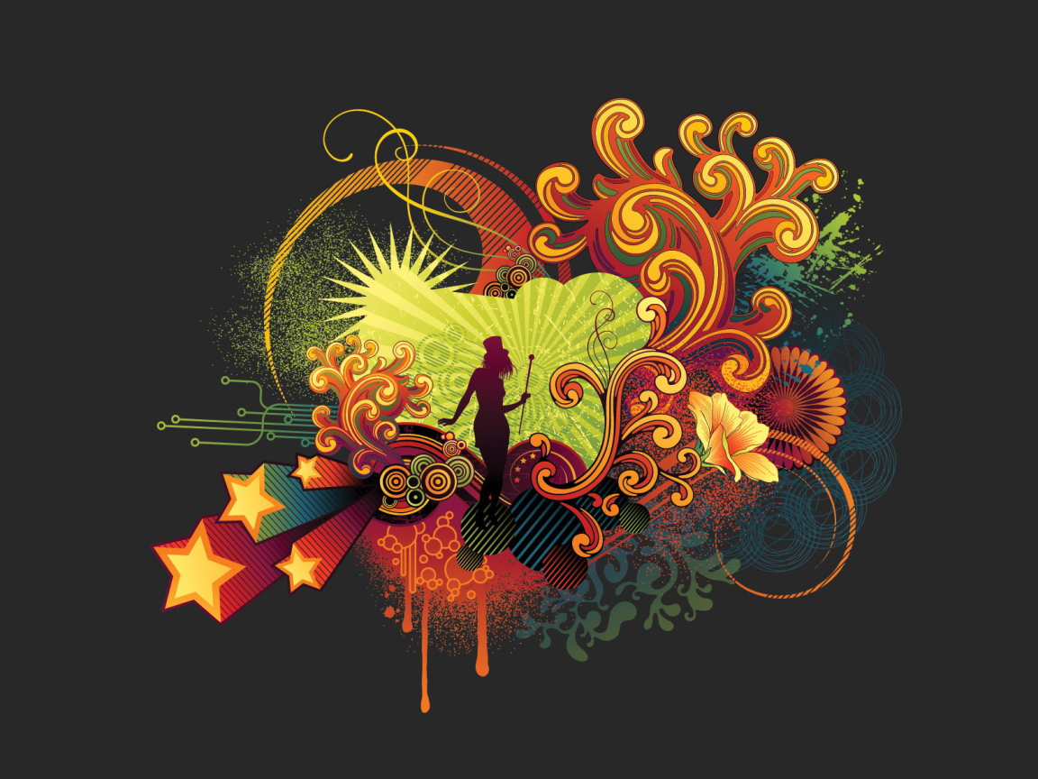 Силуэт девушки на орнаменте