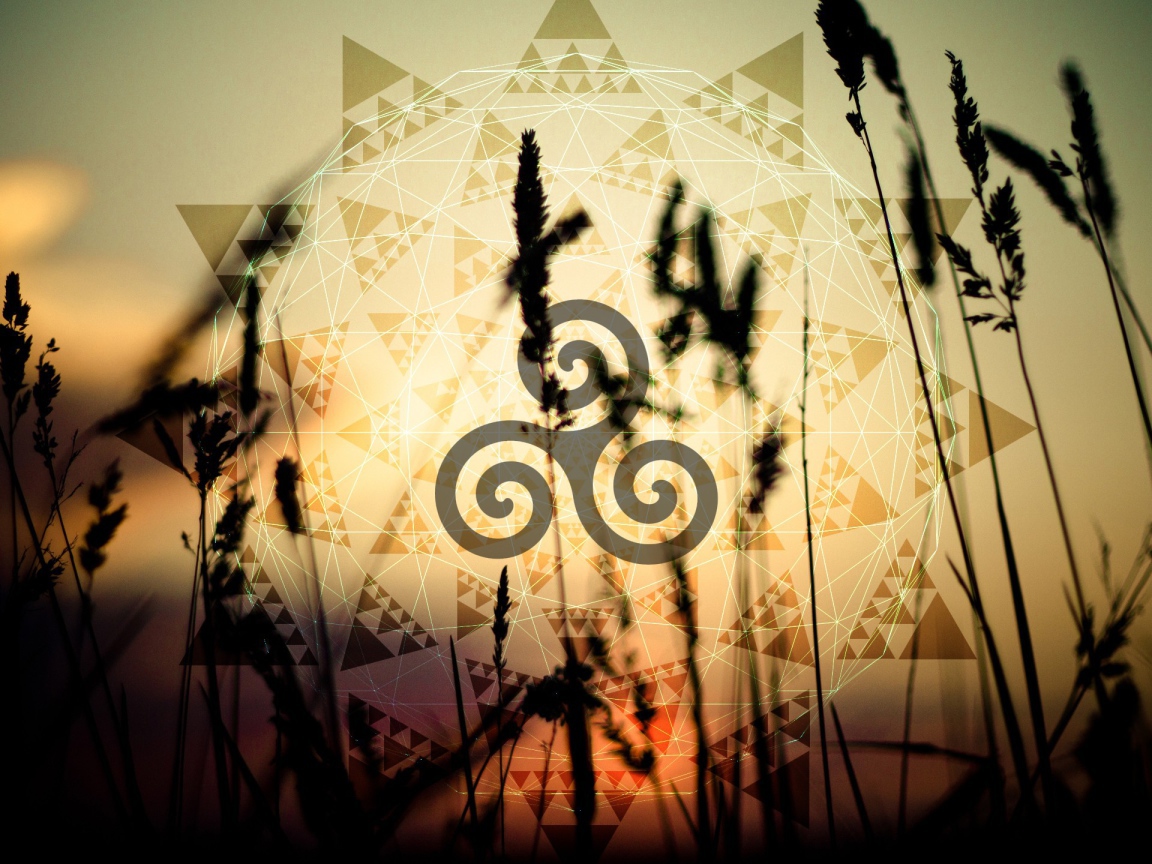 Символ солнца на фоне колосков