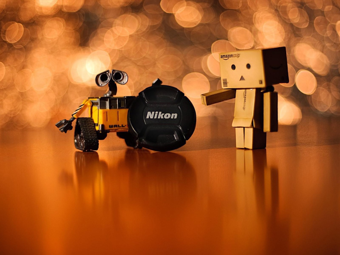 Валли и Дандо с крышкой от объектива Никон