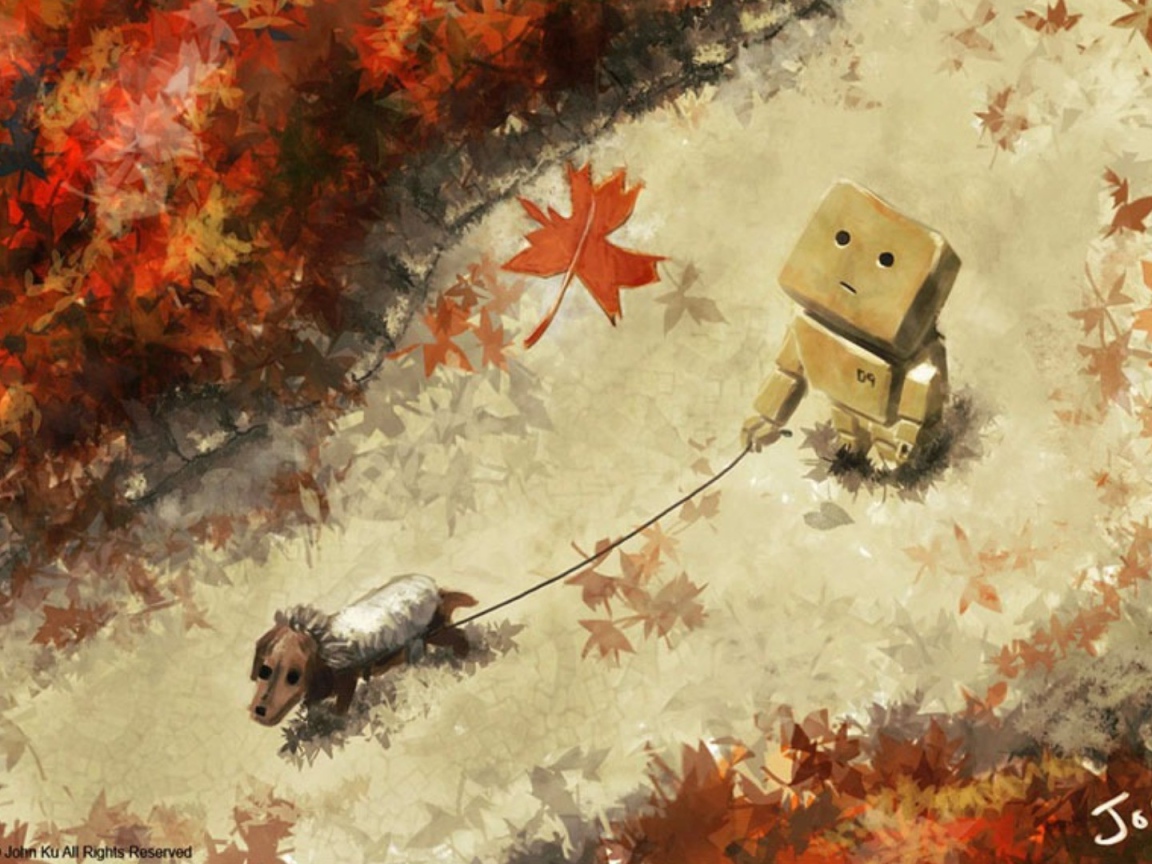 Дандо выгуливает собаку, рисунок