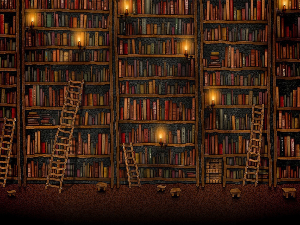 Библиотека с множеством книг
