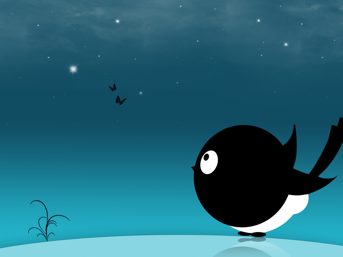 Ласточка смотрит на бабочек