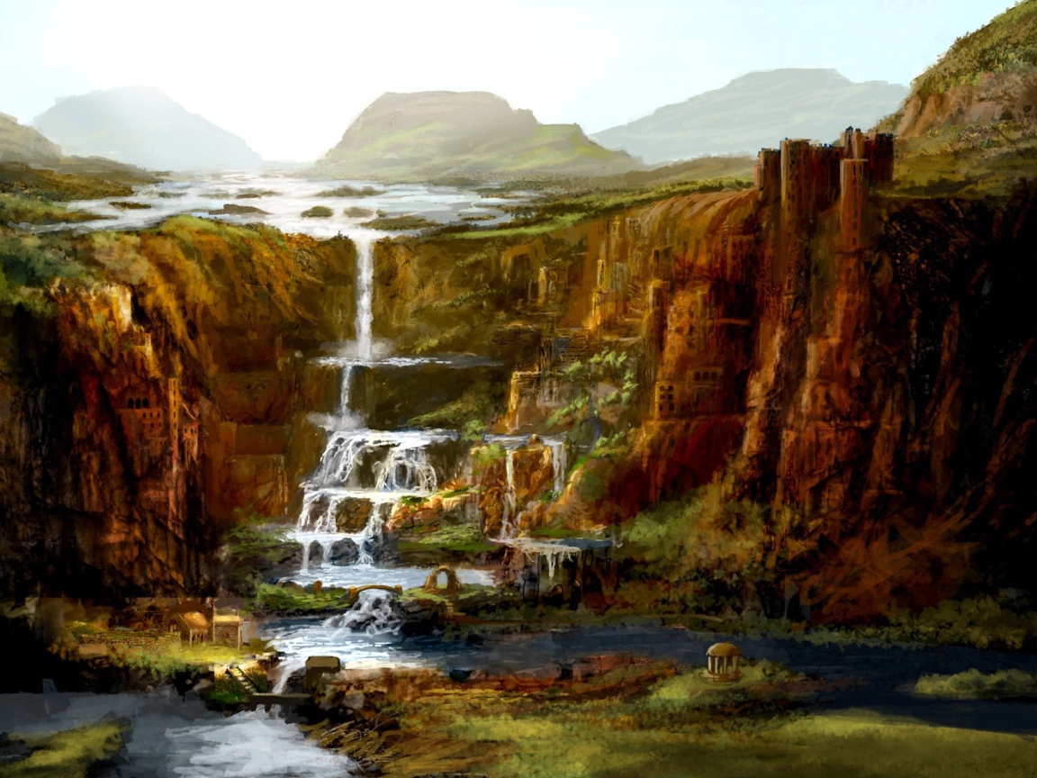 Ступенчатый водопад, рисунок