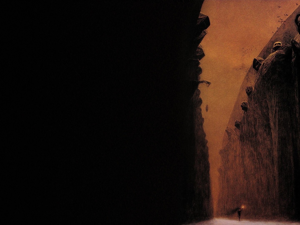 Мрачный мир на картине Здзислава Бексиньского