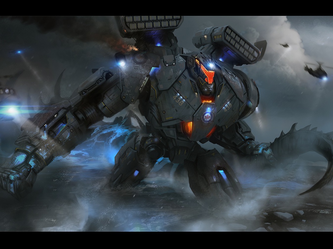 Огромный мех робот в море