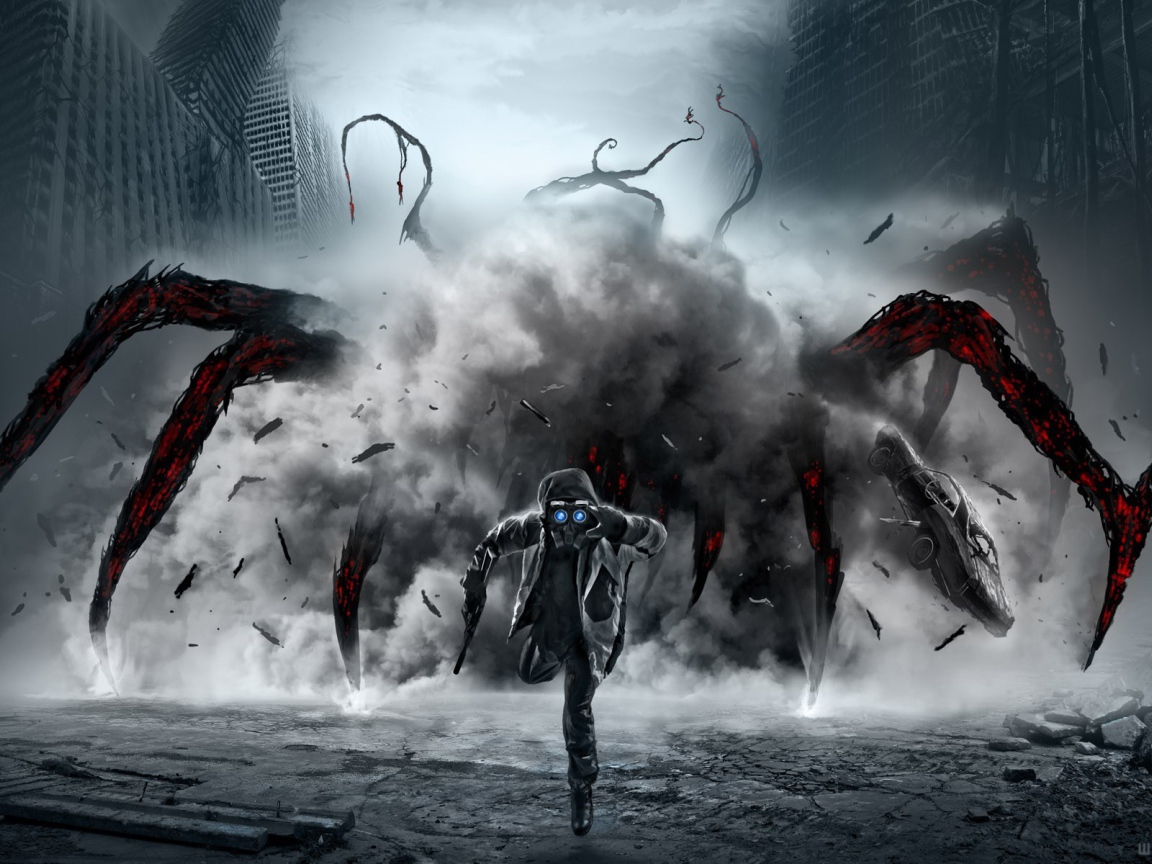 Апокалиптический паук догоняет человека