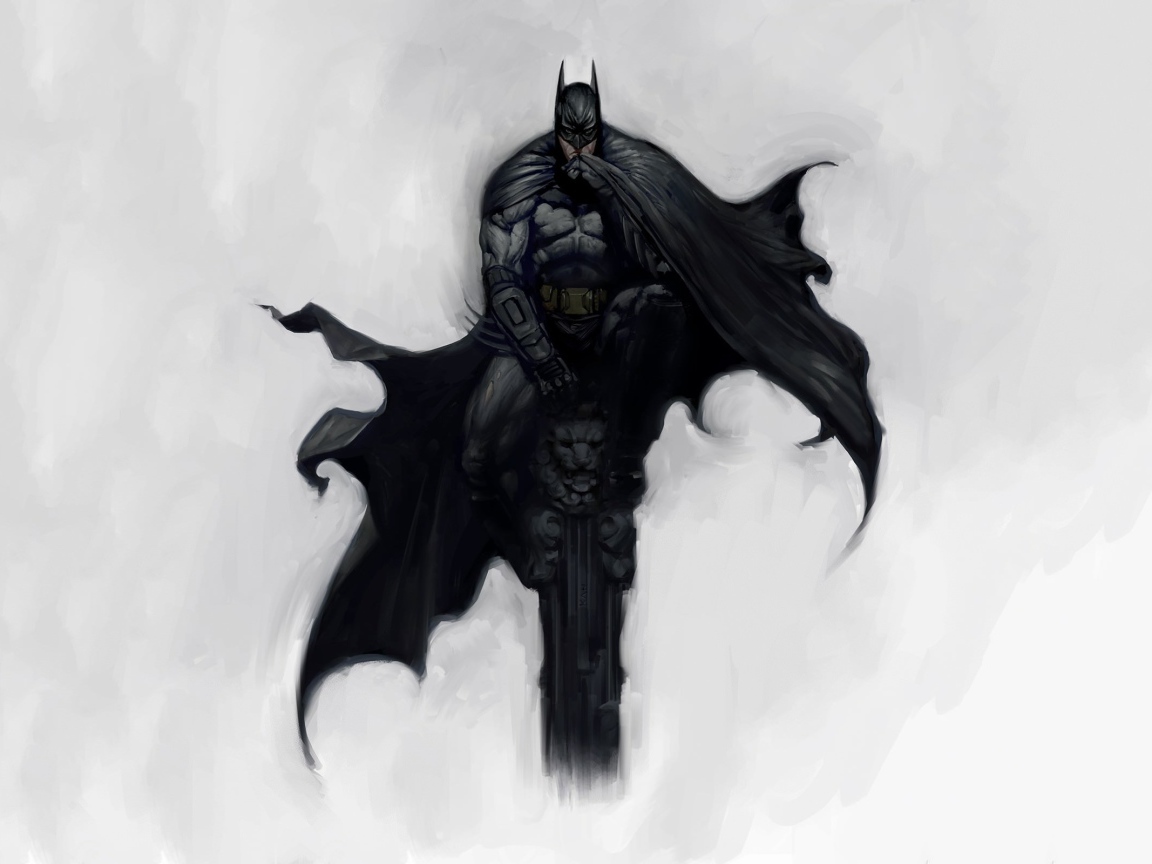 Бэтмен сидит на колонне