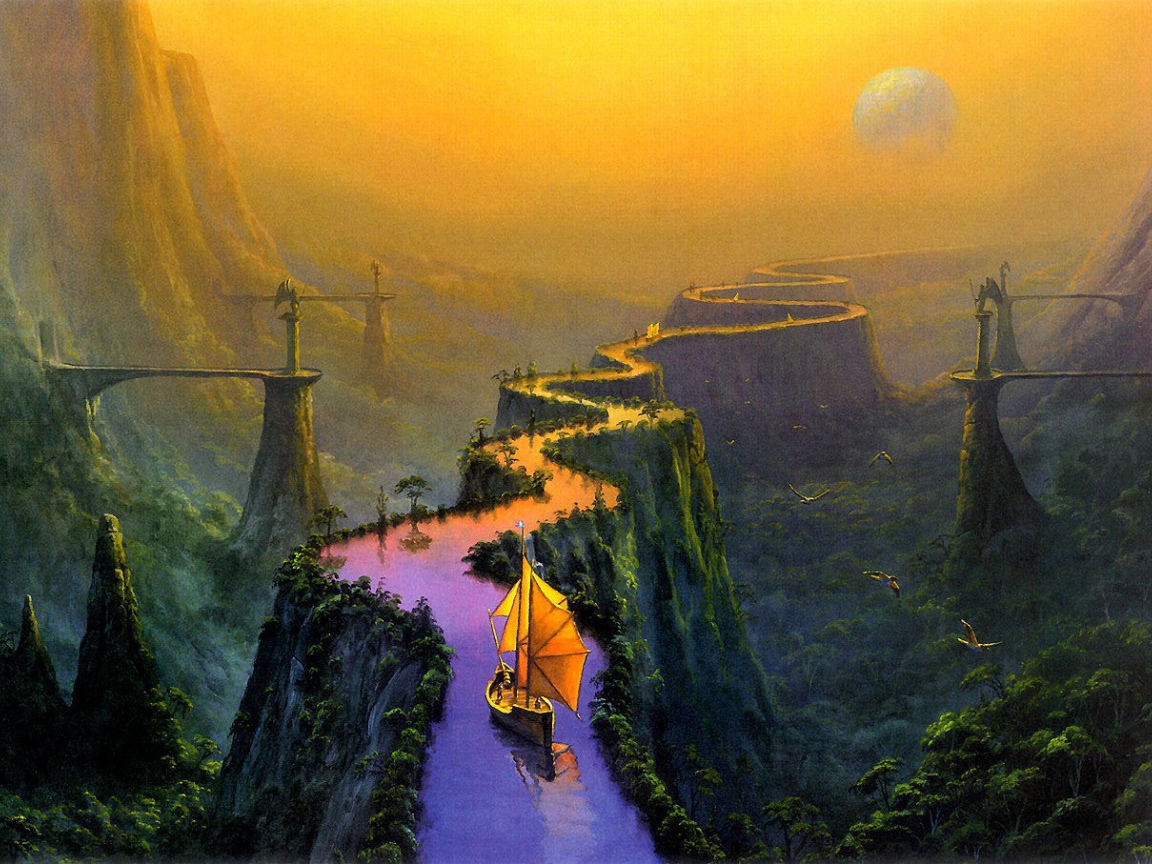 Канал среди гор фэнтези