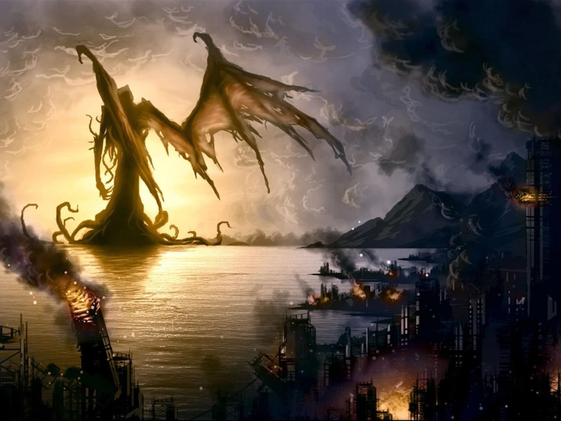 Дракон разрушил мирный город