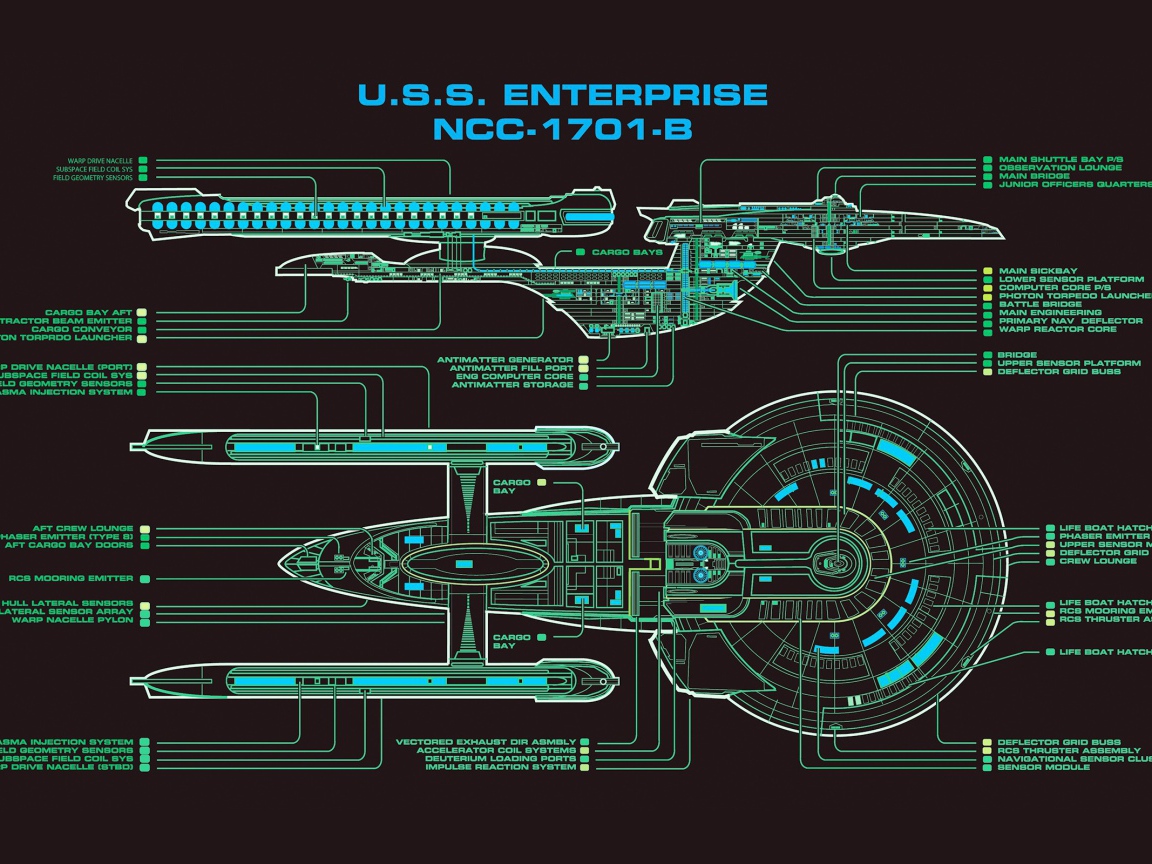 Чертеж корабля Энтерпрайз, сериал Звездный путь