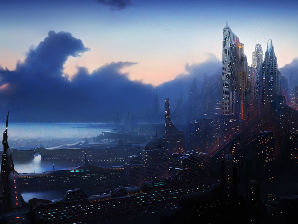 Фантастический город на берегу моря