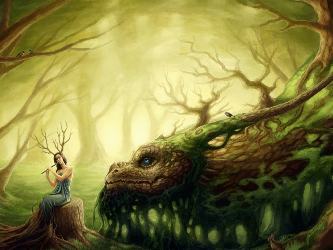 Лесная фея играет на свирели