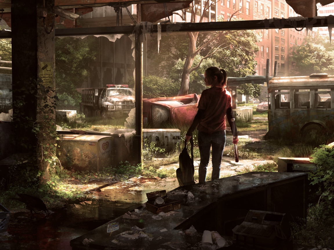 Девушка в поисках пропитания после апокалипсиса