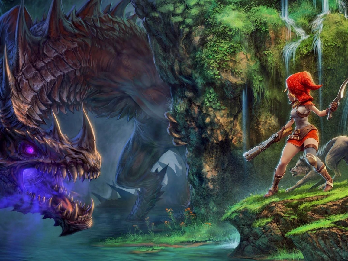 Красная шапочка встретила в лесу дракона