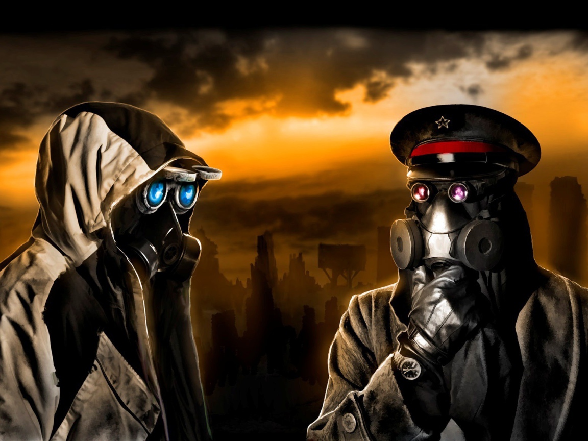 Военные в противогазах