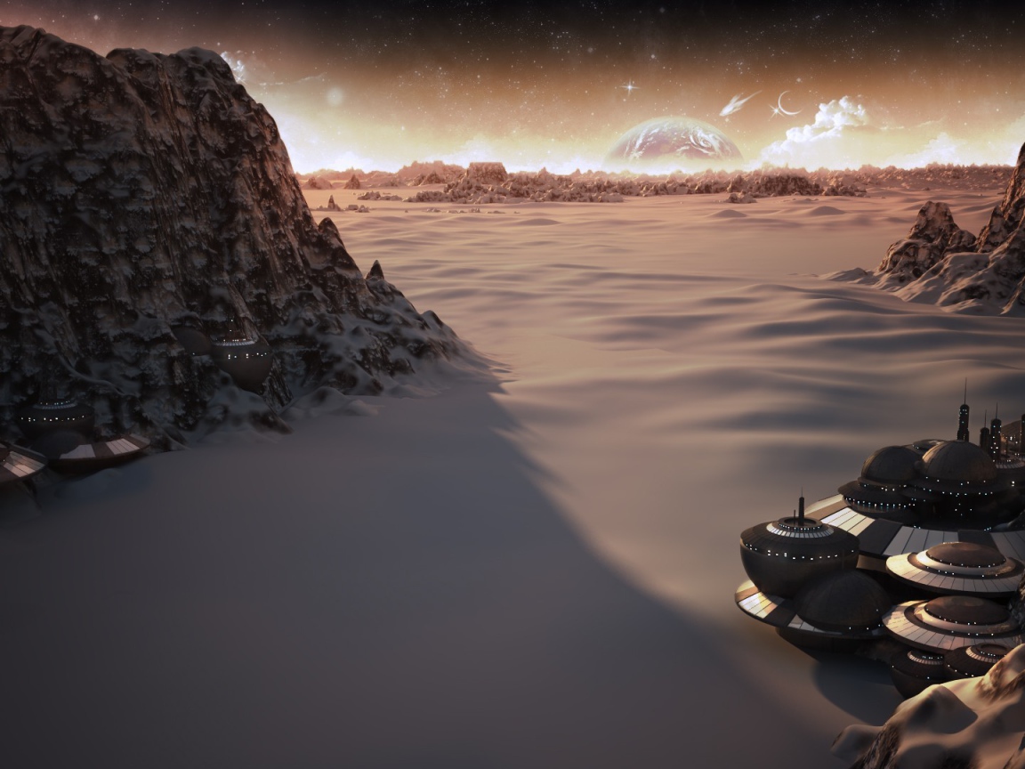 Круглые дома в колонии на другой планете