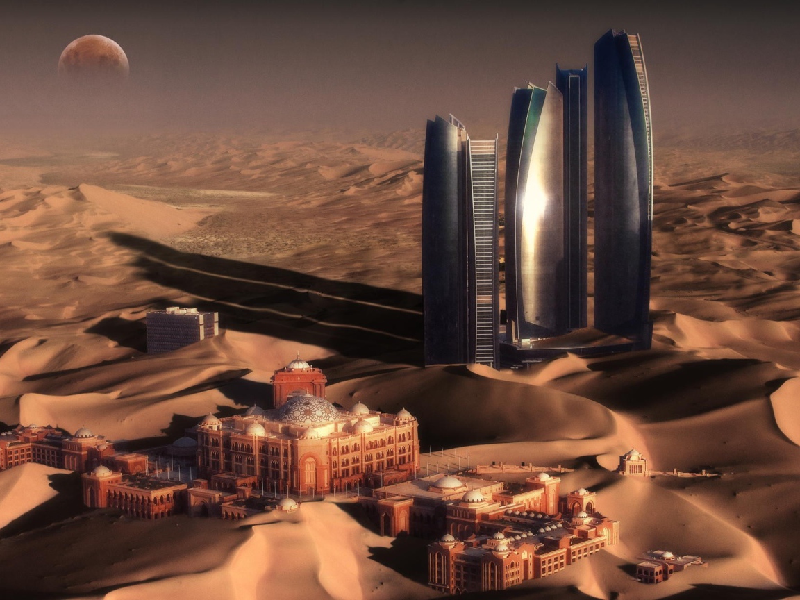 Небоскребы в песках пустыни