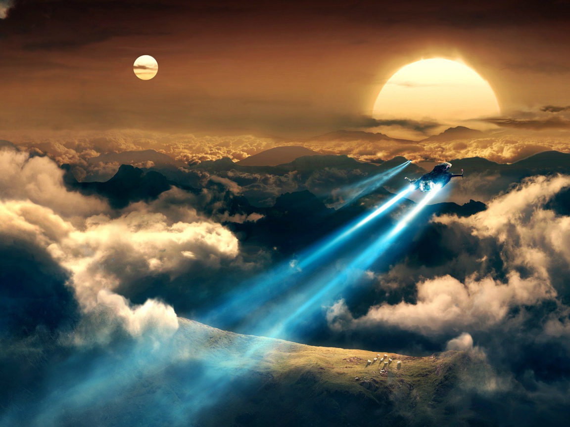 Космические истребители в облаках