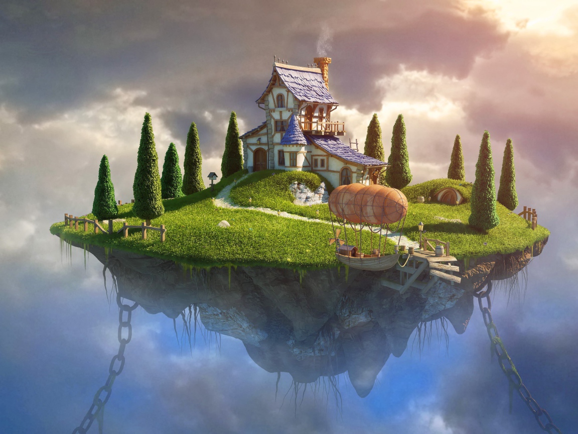 Дирижабль у летающего острова