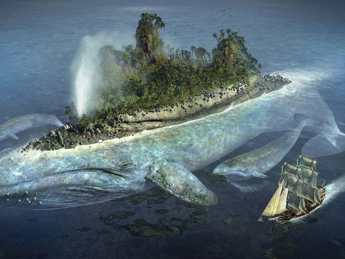 Остров на спине большой океанической рыбы