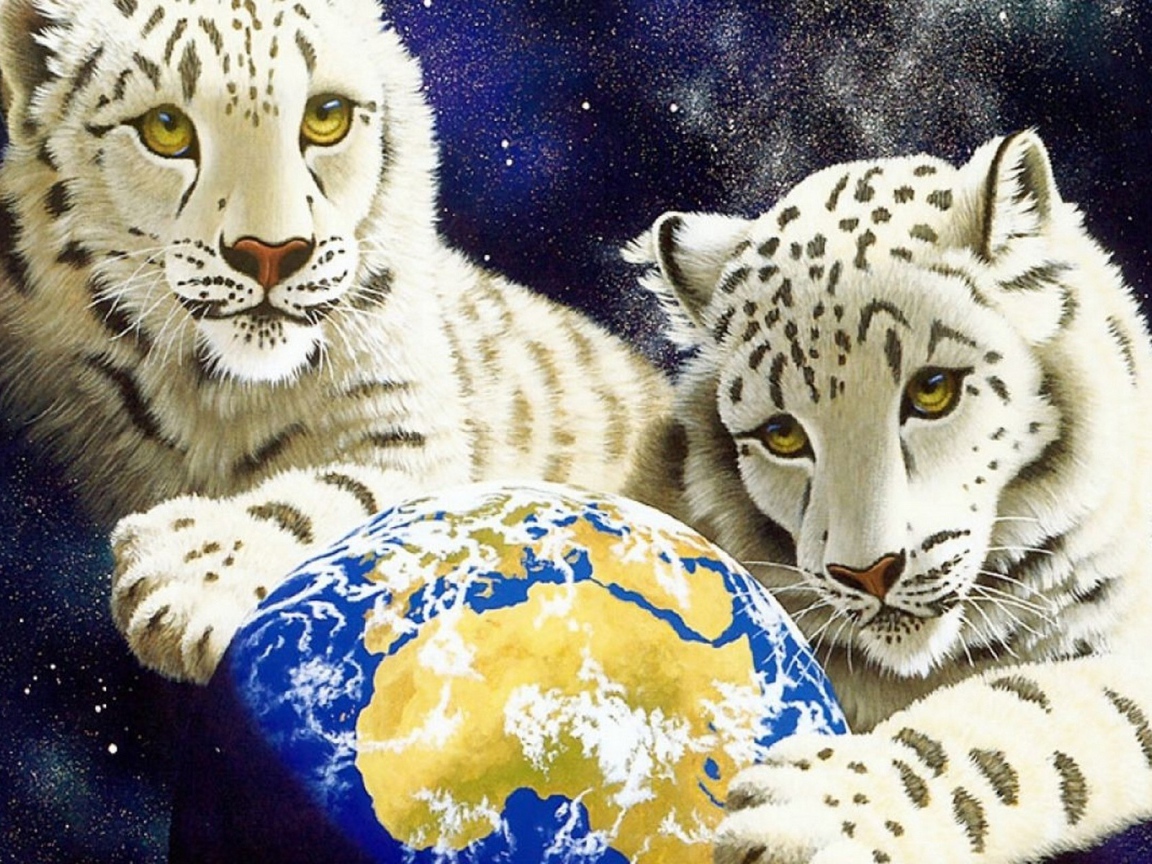 Белые тигрята берегут Землю