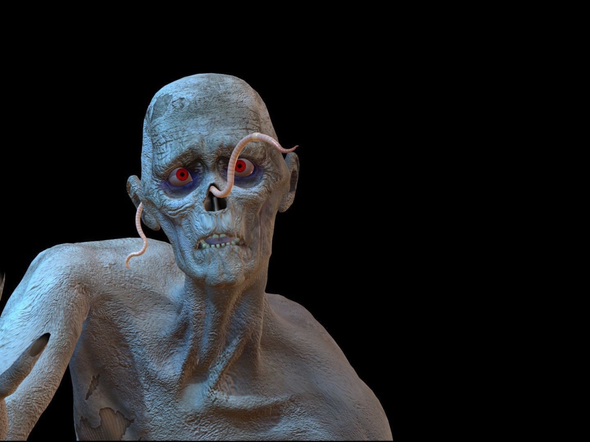 Червяк на лице зомби