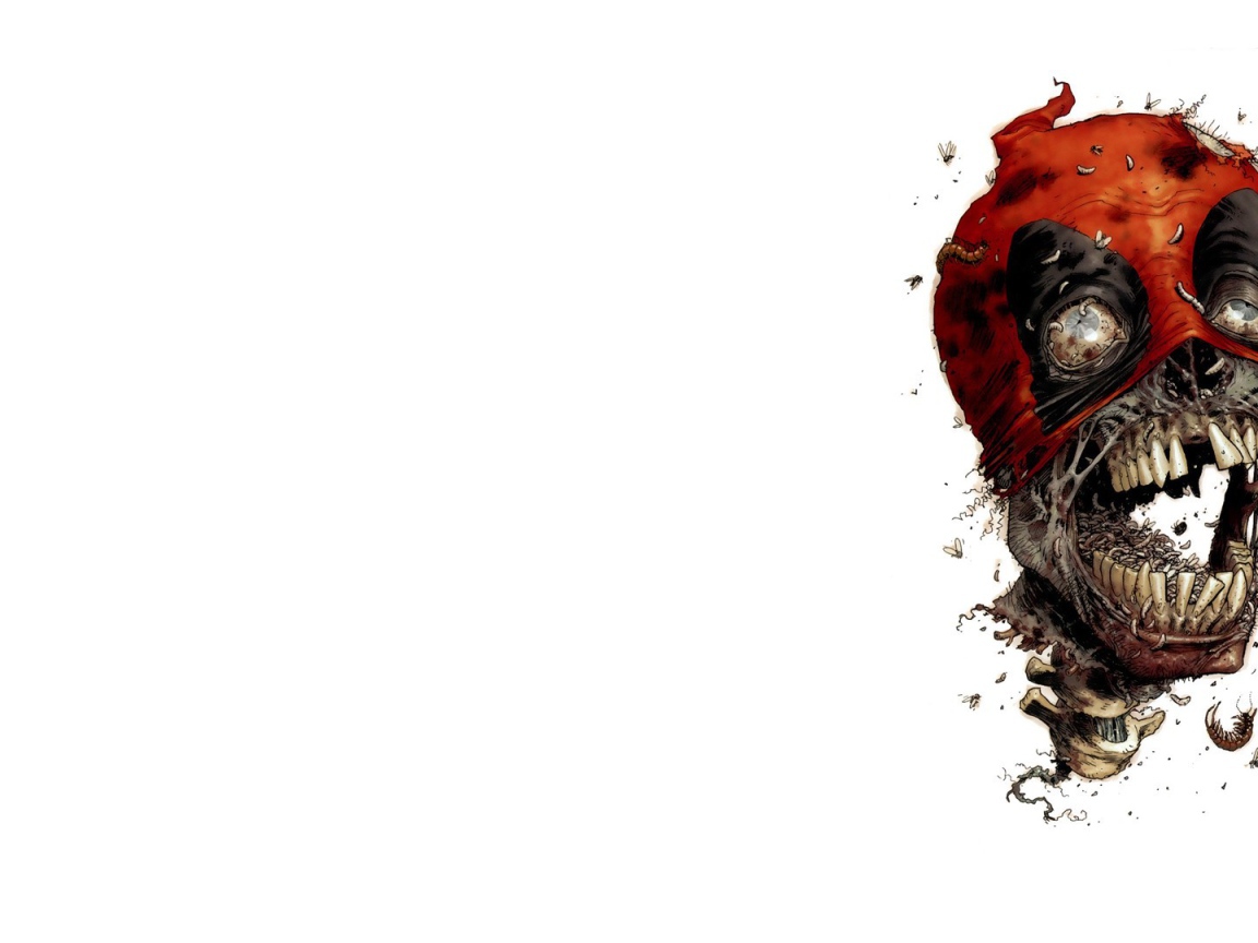 Зомби Дэдпул на белом фоне