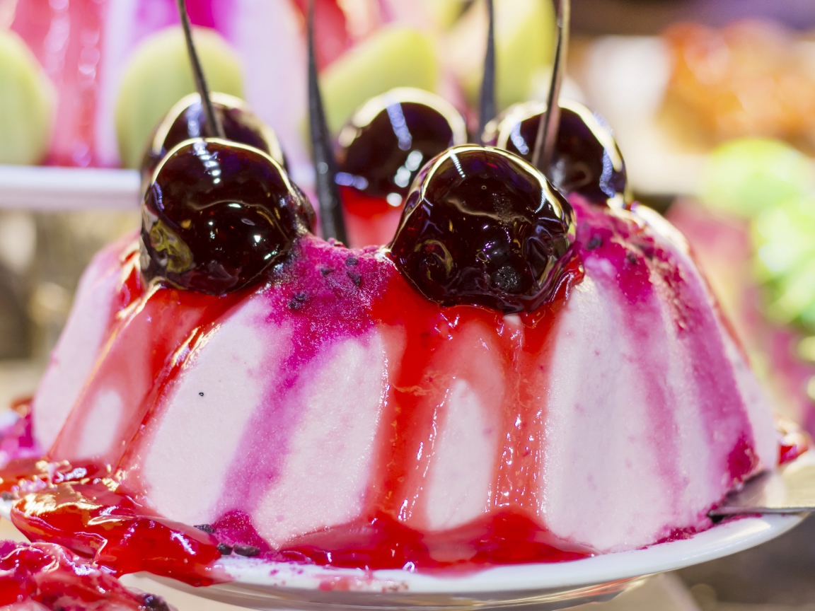 Творожное желе с вишнями