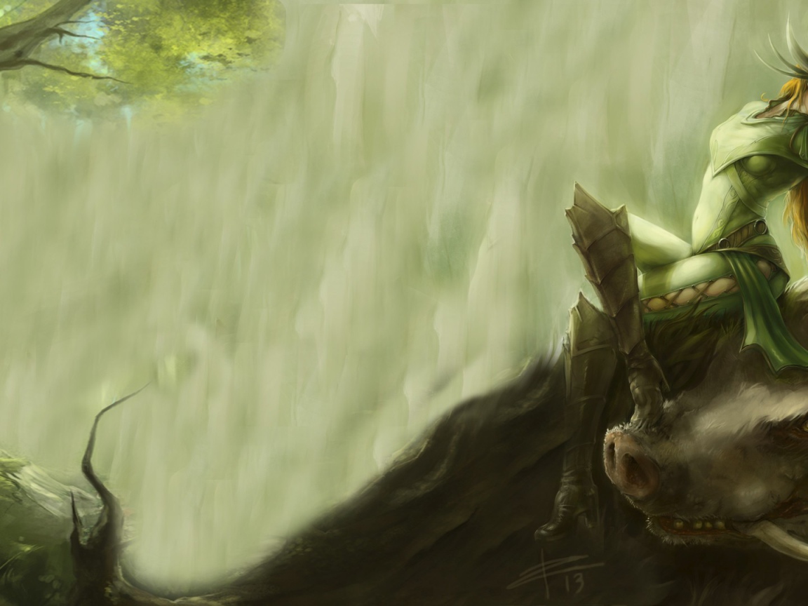 Артемис на лесном звере, игра Smite