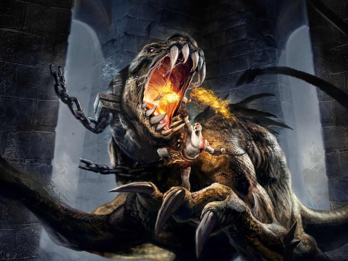 Огнедышащий зверь в игре God of War