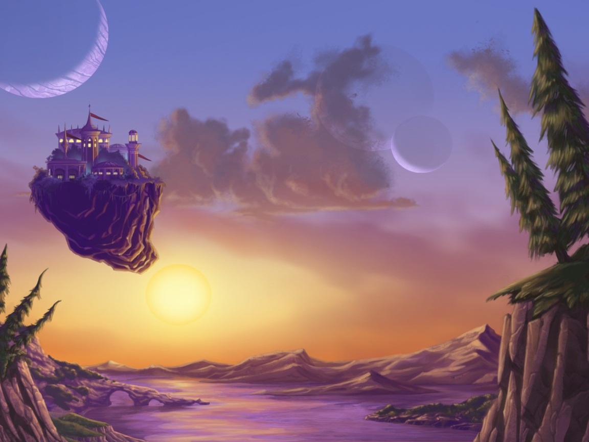 Летающий дом, фон игры Bejeweled 3