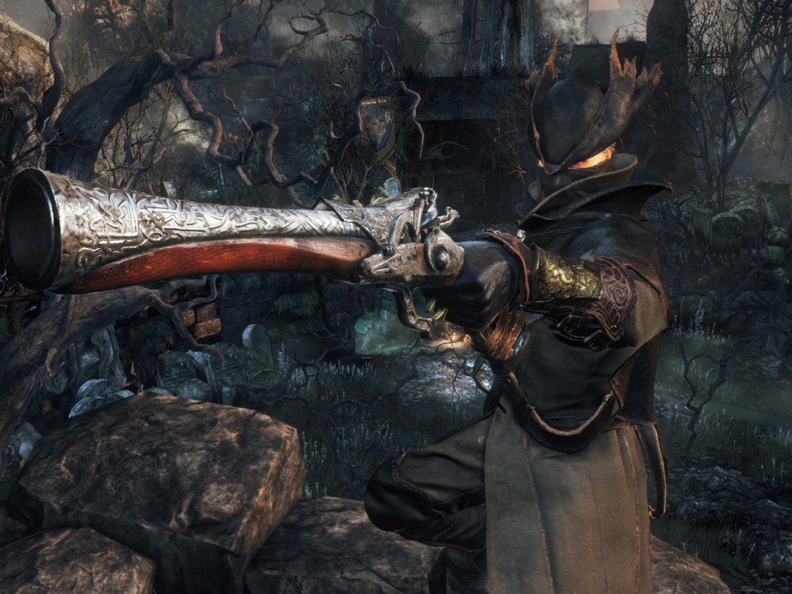 Пистолет в руке персонажа игры Bloodborne