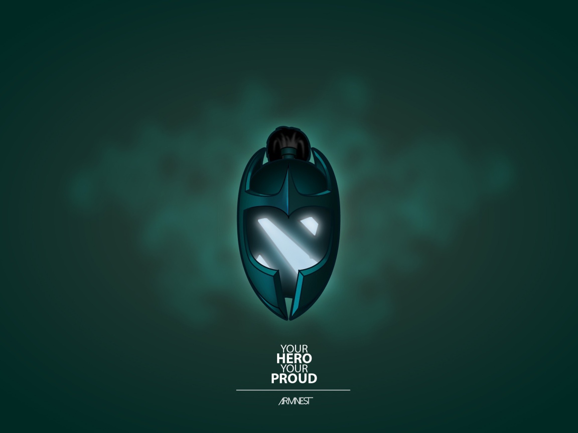 Маска из игры Dota 2, зеленый фон