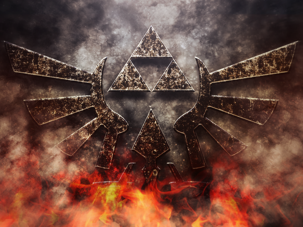 Символ игры The Legend of Zelda в огне