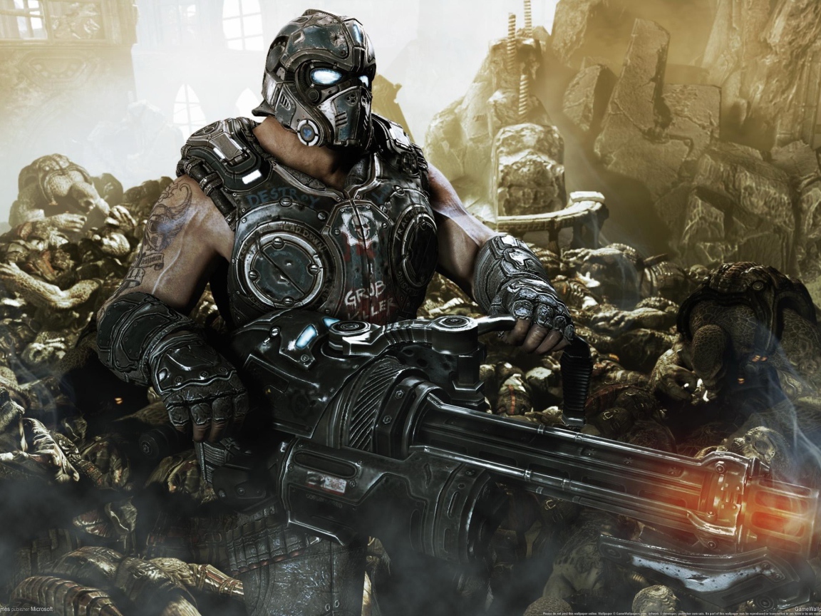 Сражение с врагами в игре Gears of War 3