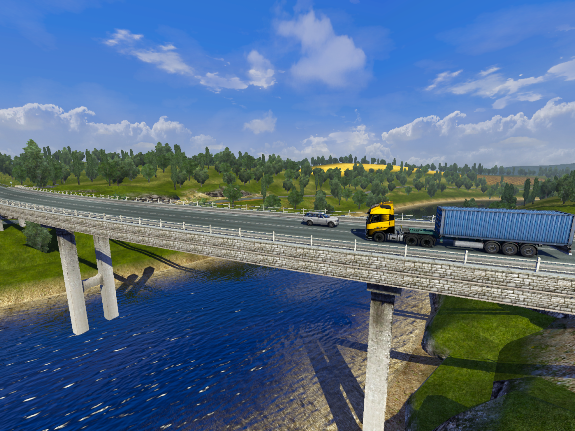 Мост над рекой в игре Euro Truck Simulator 2