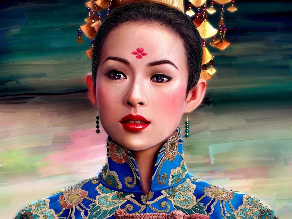 Азиатская девушка в национальном наряде