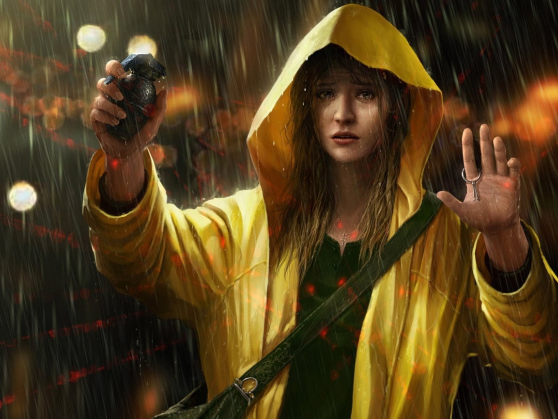 Девушка с гранатой в руке