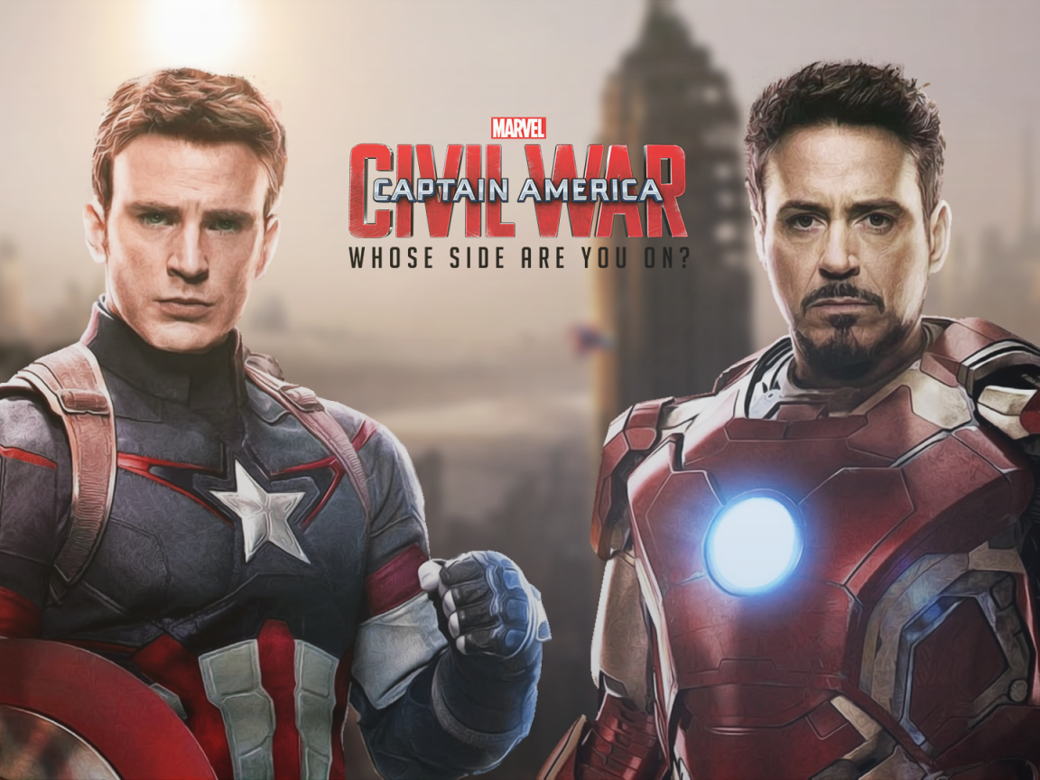 Капитан Америка и Тони Старк на постере фильма