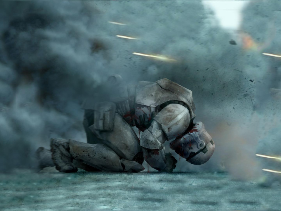 Окровавленный штурмовик под огнем, Звездные войны