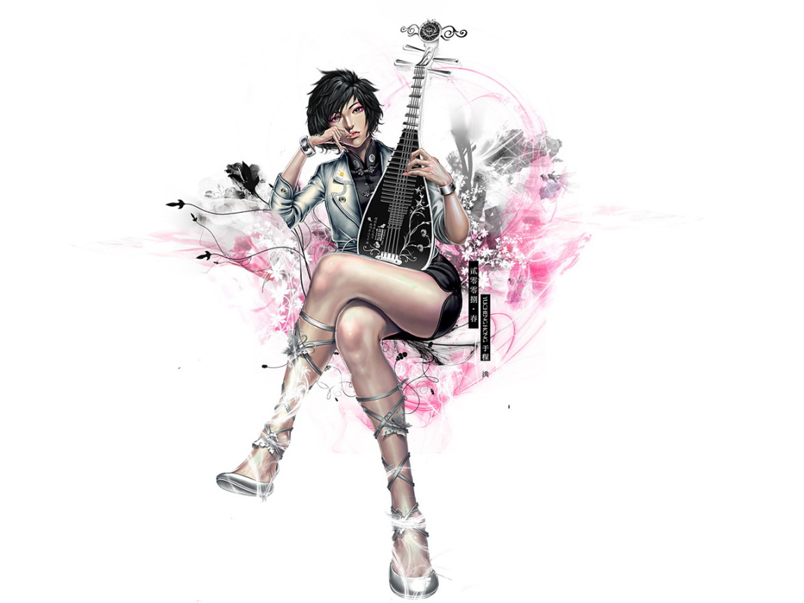 Музыкант на белом фоне