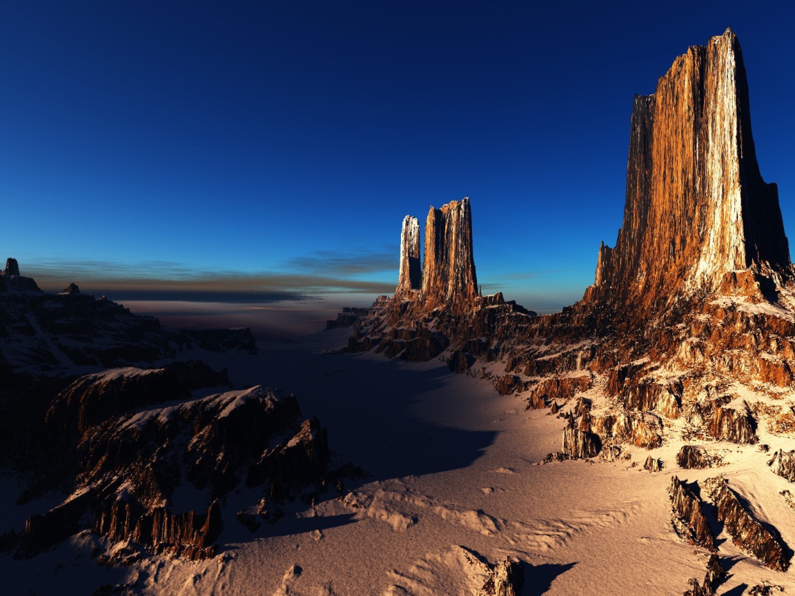 Острые пики оставшиеся от разрушенных скал