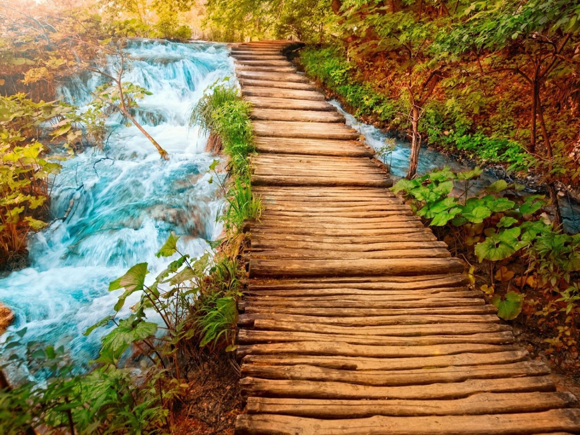 Деревянный мост через речку