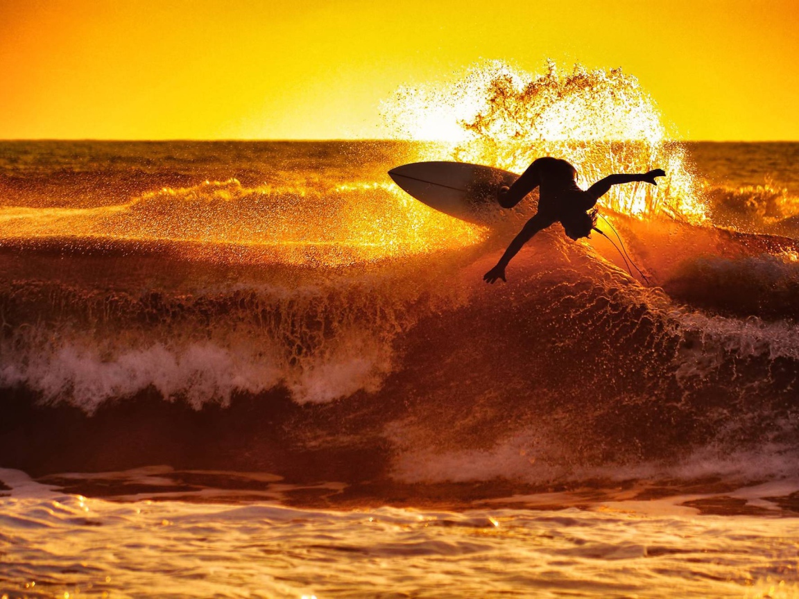 Surfer in the spray of waves
